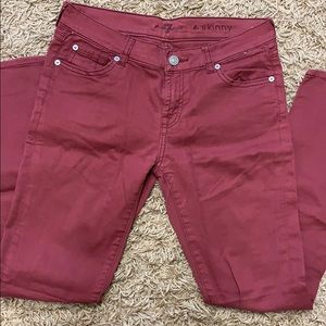 7 for mankind burgundy skinny jeans